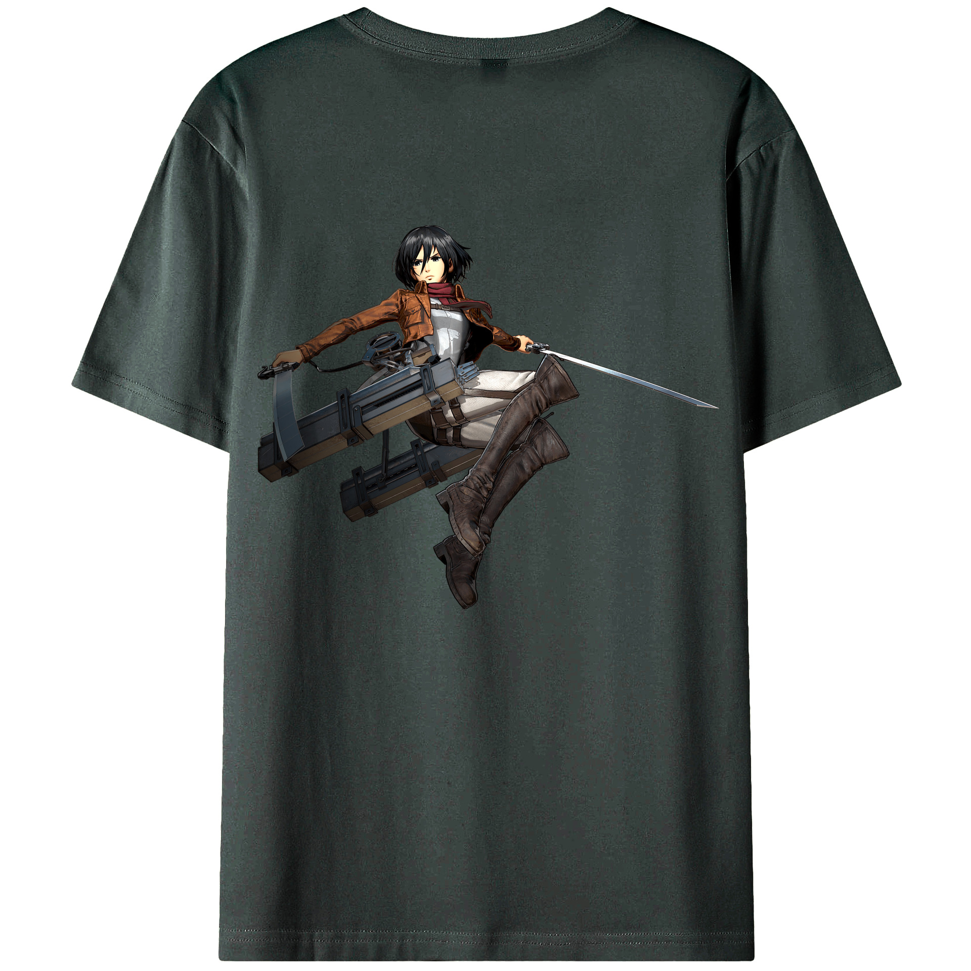 （画像用） 進撃の巨人 ミカサ·アッカーマン Attack on Titan Mikasa Ackerman 綿100％ メンズ半袖Tシャツ（バックプリント） 通気性